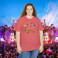 Thumbnail for Flower Power Peace Sign Heavy Cotton Tee - Retro 70s Inspired T-Shirt