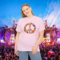 Thumbnail for Flower Power Peace Sign Heavy Cotton Tee - Retro 70s Inspired T-Shirt