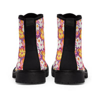 Thumbnail for Groovy Garden Stroll: Retro '60s Inspired Floral Black Boots