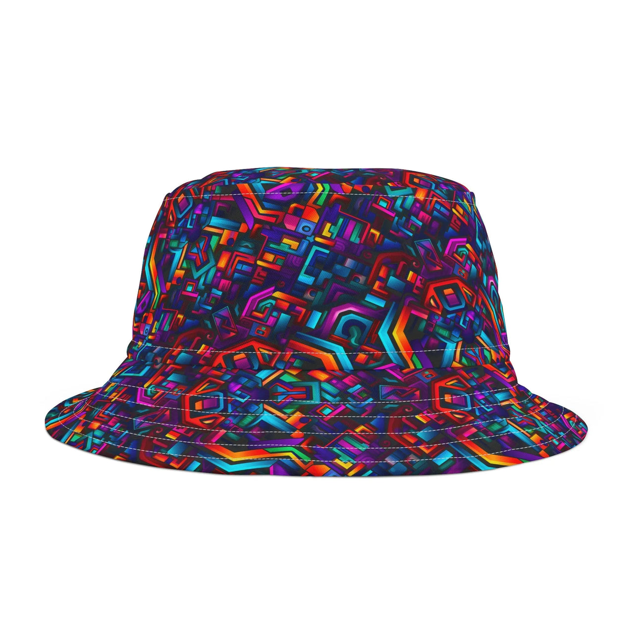 Neon Geometric Maze Bucket Hat