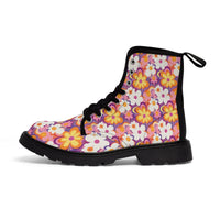 Thumbnail for Groovy Garden Stroll: Retro '60s Inspired Floral Black Boots