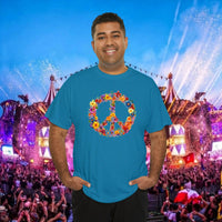 Thumbnail for Flower Power Peace Sign Heavy Cotton Tee - Retro 70s Inspired T-Shirt