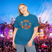 Thumbnail for Flower Power Peace Sign Heavy Cotton Tee - Retro 70s Inspired T-Shirt