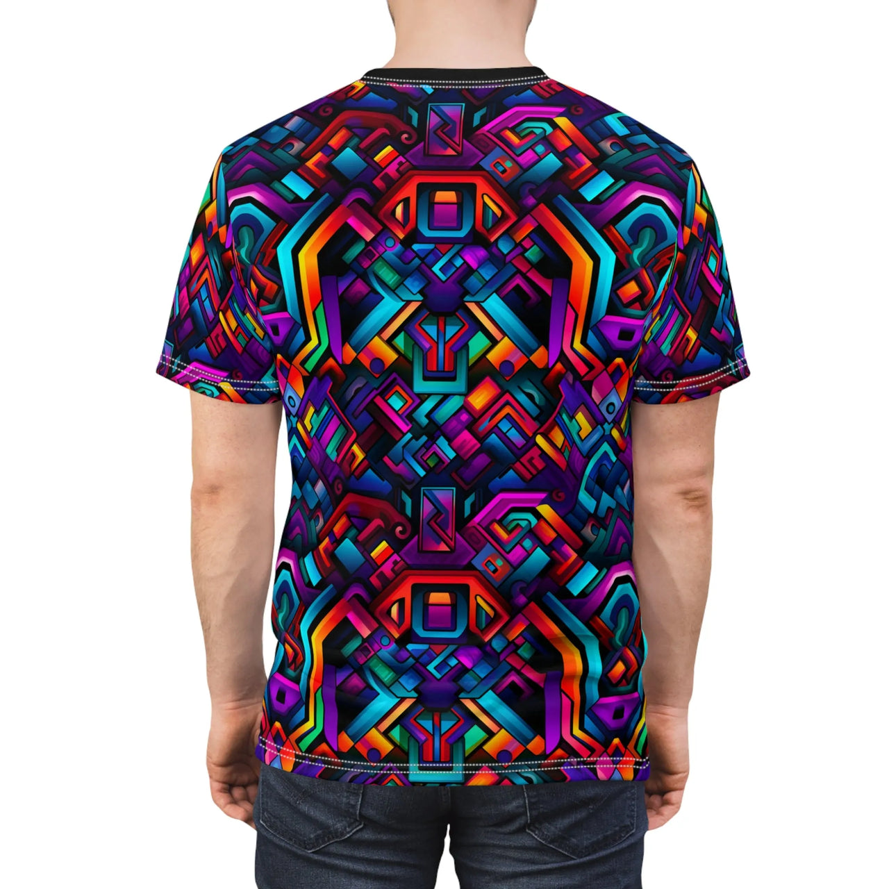 Neon Geometric Maze T-Shirt