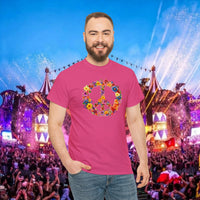 Thumbnail for Flower Power Peace Sign Heavy Cotton Tee - Retro 70s Inspired T-Shirt