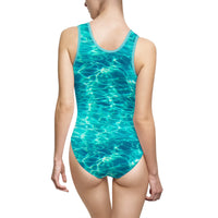 Thumbnail for Women's Classic One-Piece Swimsuit: Aqua Mirage Print