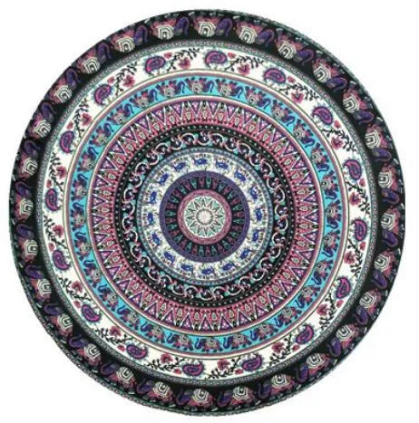 Bohemian Floral Chiffon Round Beach Blanket Scarf - Sunscreen Pashmina Shawl