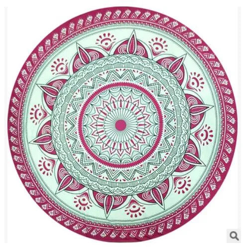 Bohemian Floral Chiffon Round Beach Blanket Scarf - Sunscreen Pashmina Shawl