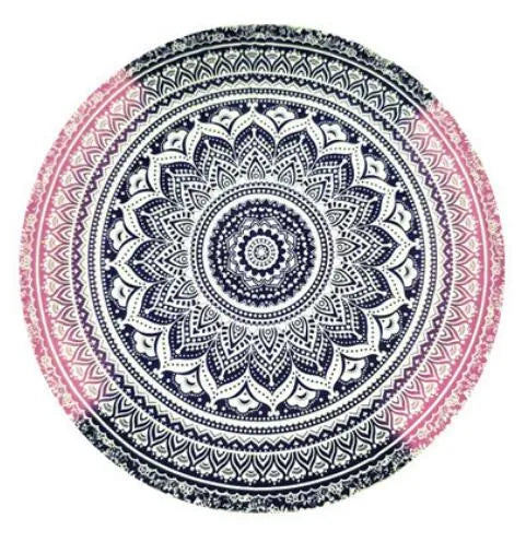 Bohemian Floral Chiffon Round Beach Blanket Scarf - Sunscreen Pashmina Shawl