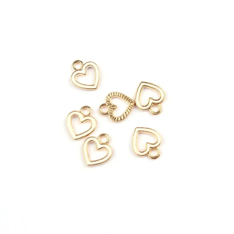 50pcs/lot  Zinc Alloy Charms Enamel Mini Sweet Heart Hollow Charms For DIY Kandi Bracelets