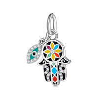 Thumbnail for 925 Sterling Silver Hand of Fatima pendants Patron saint charms beads Fits Original Designer Charms Bracelet Jewelry making