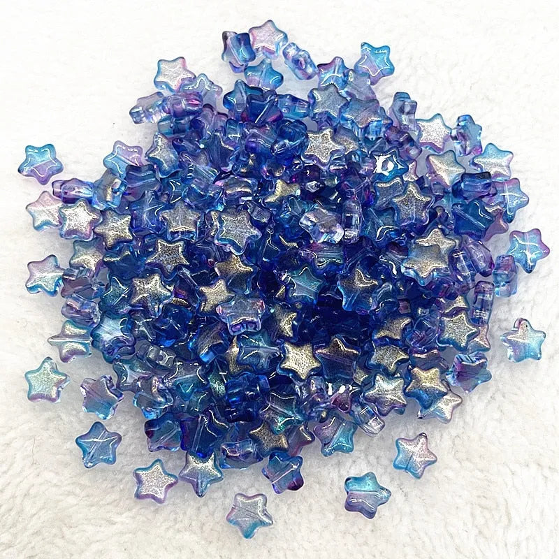 30pcs 8mm AB Color Five-pointed Star Beads Czech Glass Loose Spacer Beads  for Kandi Making