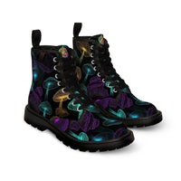 Thumbnail for Alberto Sartoris Inspired Neon Mushroom Rave Women's Canvas Boots - Embrace Psychedelic Vibes with Alberto Sartoris Touch