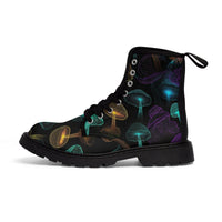 Thumbnail for Alberto Sartoris Inspired Neon Mushroom Rave Women's Canvas Boots - Embrace Psychedelic Vibes with Alberto Sartoris Touch