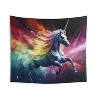 Thumbnail for Camping Festival Rainbow Unicorn Flying Through a Nebula Tapestry - GroovyGallery