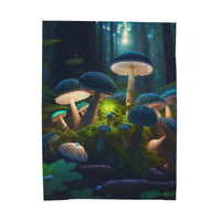 Thumbnail for Glowing Bio-Luminescent Mushroom Velveteen Plush Blanket: Illuminating Festival Comfort - GroovyGallery