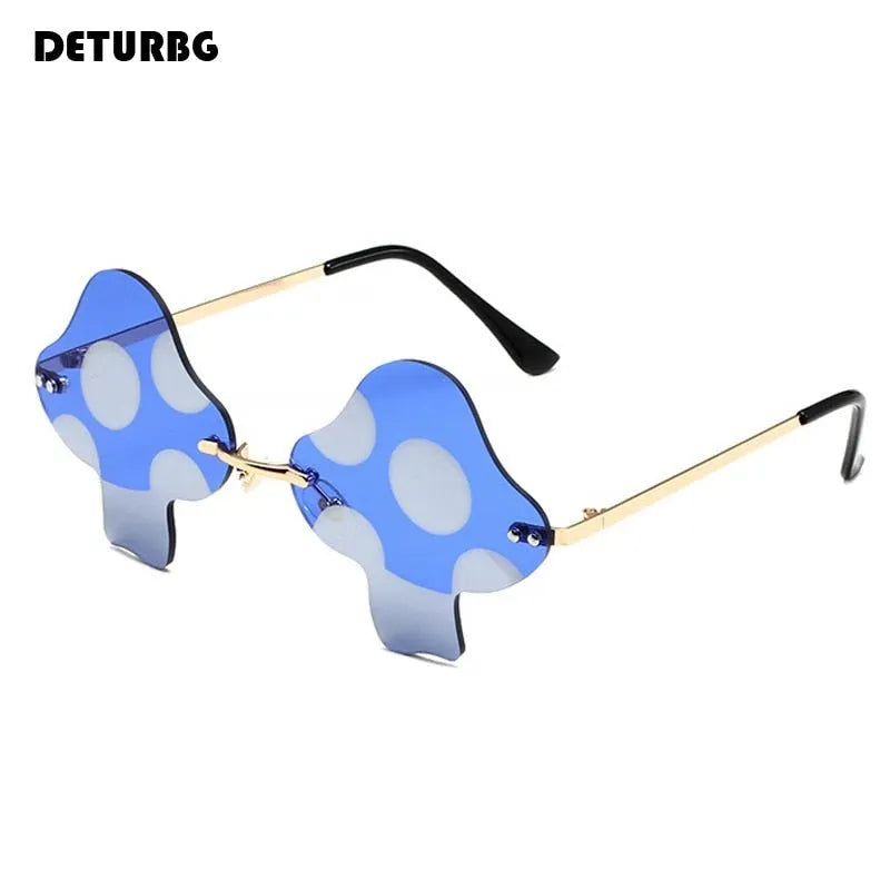 Mushroom Coating Sunglasses for Women Men Irregular Rimless Eyewear Retro rave Party halloween Sun Glasses Shades UV400 SG140 - GroovyGallery