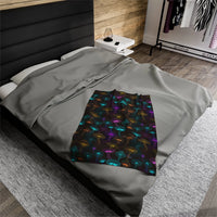 Thumbnail for Neon Mushroom Velveteen Plush Blanket: Vibrant Festival Comfort - GroovyGallery