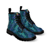 Thumbnail for Peacock Feathers Canvas Boots - Embrace Exotic Elegance and Unique Style - GroovyGallery