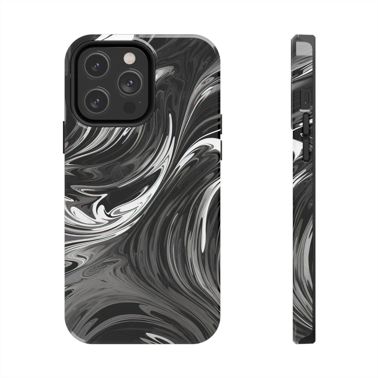 Phone Case: Swirling Monochrome Magic Abstract Paint Effect - GroovyGallery