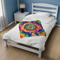 Thumbnail for Psychedelic Rainbow Tie-Dye Velveteen Plush Blanket: Vibrant Festival Comfort - GroovyGallery