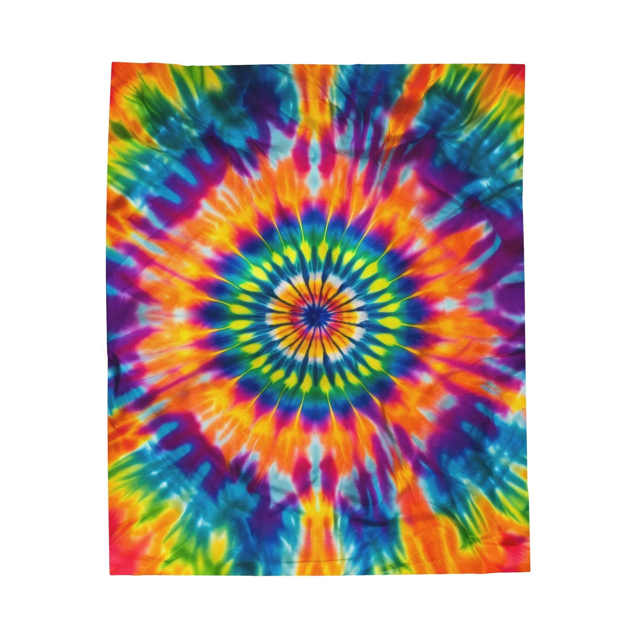 Psychedelic Rainbow Tie-Dye Velveteen Plush Blanket: Vibrant Festival Comfort - GroovyGallery