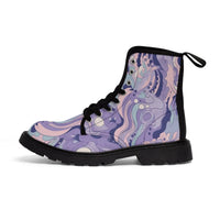 Thumbnail for Purple Pastel Hippie Boho Women's Canvas Boots - Embrace Bohemian Vibes with Style