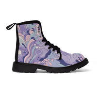 Thumbnail for Purple Pastel Hippie Boho Women's Canvas Boots - Embrace Bohemian Vibes with Style