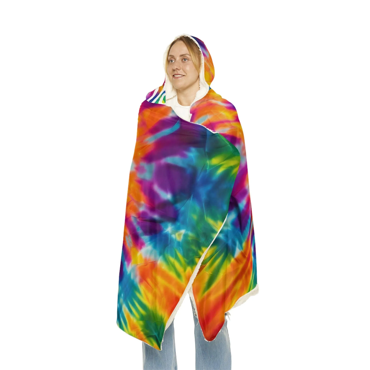 Rainbow Tie-Dye Hoodie Cloak Blanket: A Vibrant Thank You for Your Festival Companions - GroovyGallery