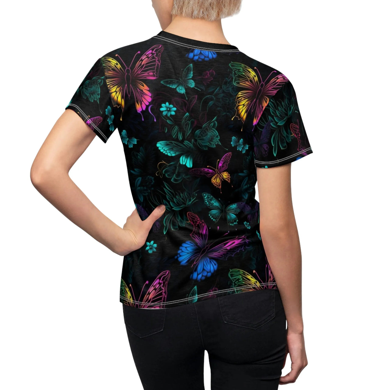 T-Shirt woman's Neon Nights Butterfly - GroovyGallery