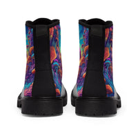 Thumbnail for Trippy Psychedelic Mushroom Valley Women's Canvas Boots - GroovyGallery