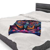 Thumbnail for Velveteen Plush Blanket: Psychedelic Butterfly Queen's Festival Dream - GroovyGallery