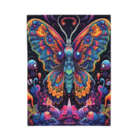 Thumbnail for Velveteen Plush Blanket: Psychedelic Butterfly Queen's Festival Dream - GroovyGallery