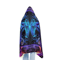 Thumbnail for Vibrant Blue Butterflies Hoodie Cloak Blanket: Embrace the Festival Flutter - GroovyGallery