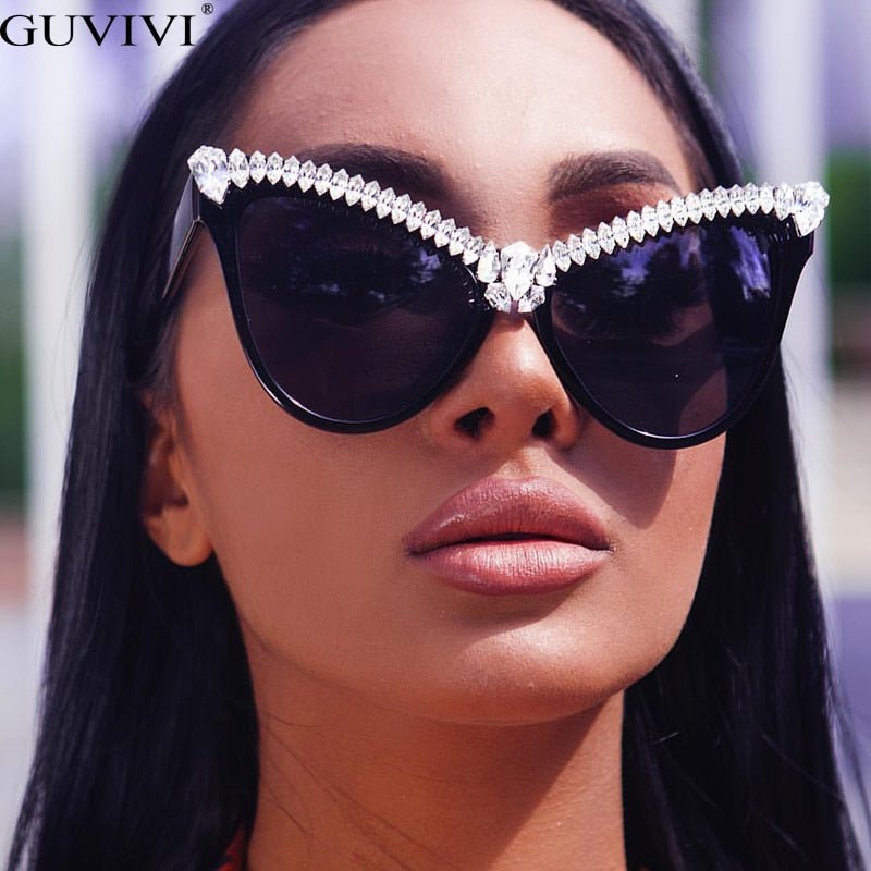  Vintage Oversized Diamond Sunglasses Women Rhinestone